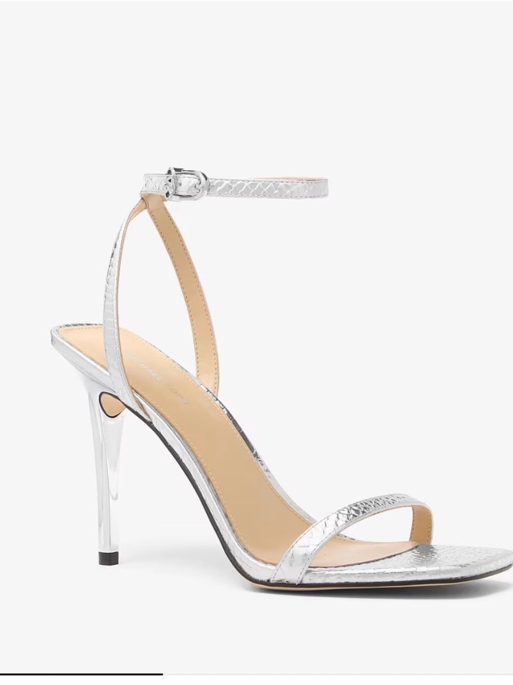 Michael Kors Giselle Metallic Snake Embossed Leather Sandal, SZ 9.5, New